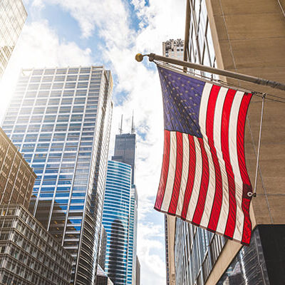 USA flag in Chicago